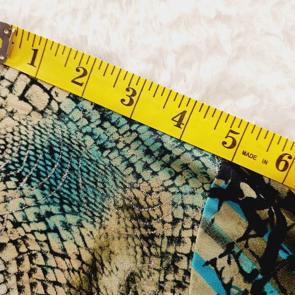 Blouse Size XL Mob Wife Teal Reptile Metallic Maximalist Witchy Artsy Edgy Y2K - Picture 5 of 14